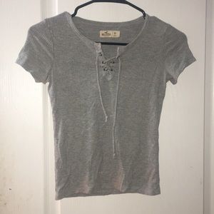 Grey Hollister Tie-up Shirt